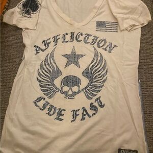 Affliction Women's Beige Graphic Tee